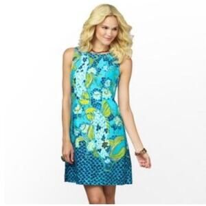 Lilly Pulitzer Stephanie Shift Engineered Dress Women's Size 4 Turquoise Koi Pri